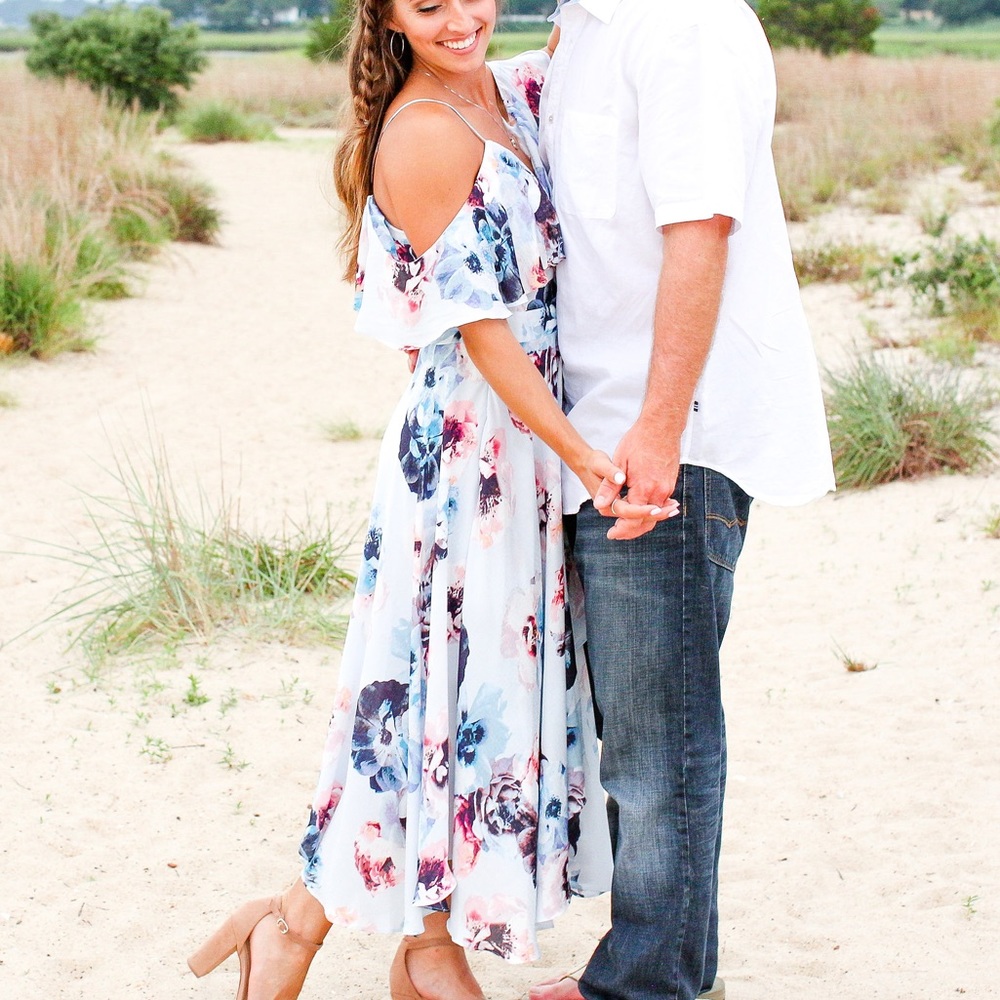 Floral midi wrap dress